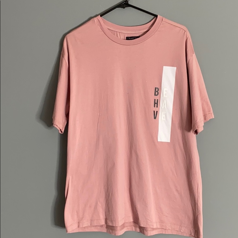 Men’s ‘BEHAVE’ Zara T-Shirt Salmon Color - XL